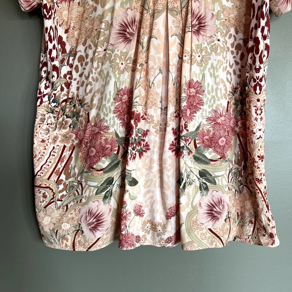 Soft Surroundings Cusabo Top Leopard and Floral Print Size Medium Cream Pink - Picture 6 of 16